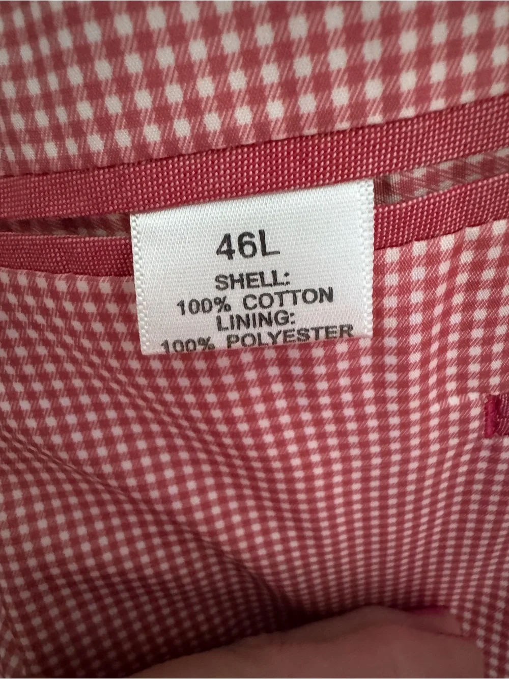 SADDLEBRED 100% Cotton 2 Button Gingham Lined Blazer Sports Coat -Men's Size 46L